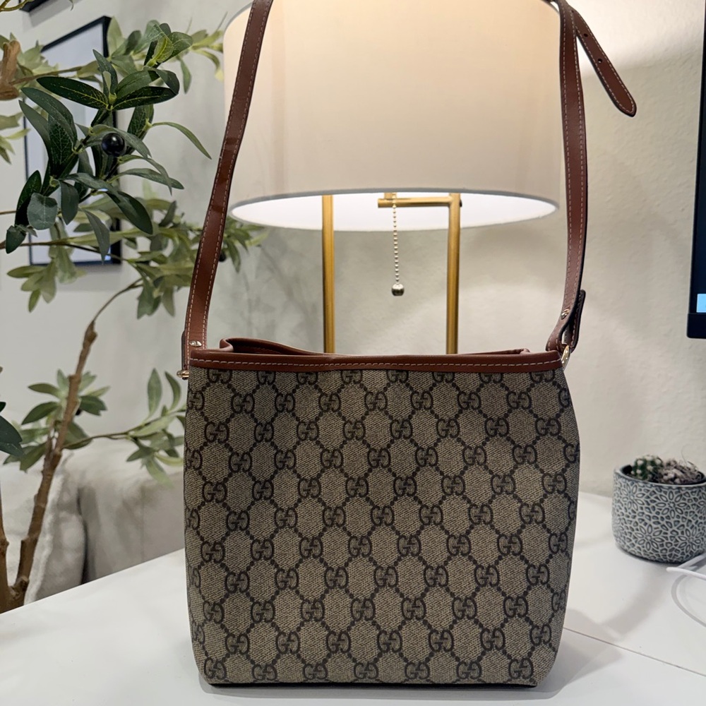 Gucci Beige and Brown GG Monogram Shoulder Bag